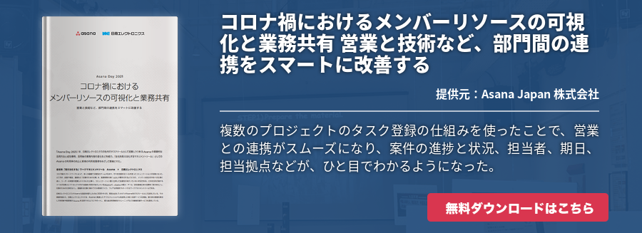 コロナ禍におけるメンバーリソースの可視化と業務共有 営業と技術など、部門間の連携をスマートに改善する